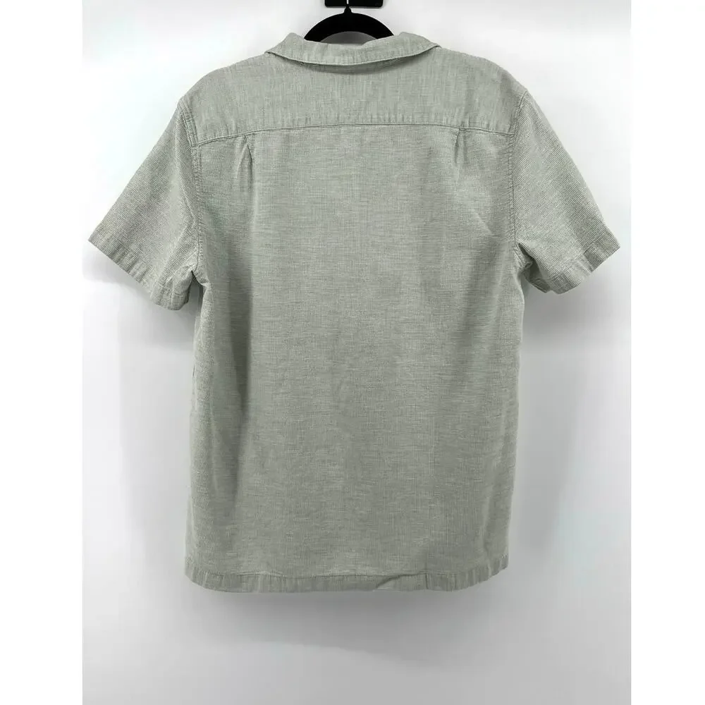 J.crew Men's Short Sleeve Gauze Camp Shirt Size M Button Down Green Gray